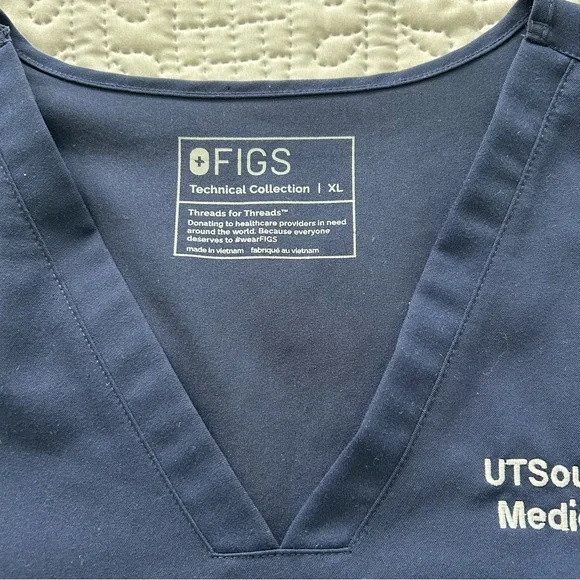 FIGS Classic Blue V-Neck Scrub Top - Picture 2 of 8